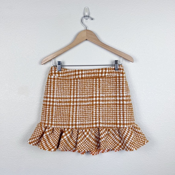 NWT Naked Zebra Yellow Plaid Wool Tartan Skirt Sz Small - Picture 1 of 5